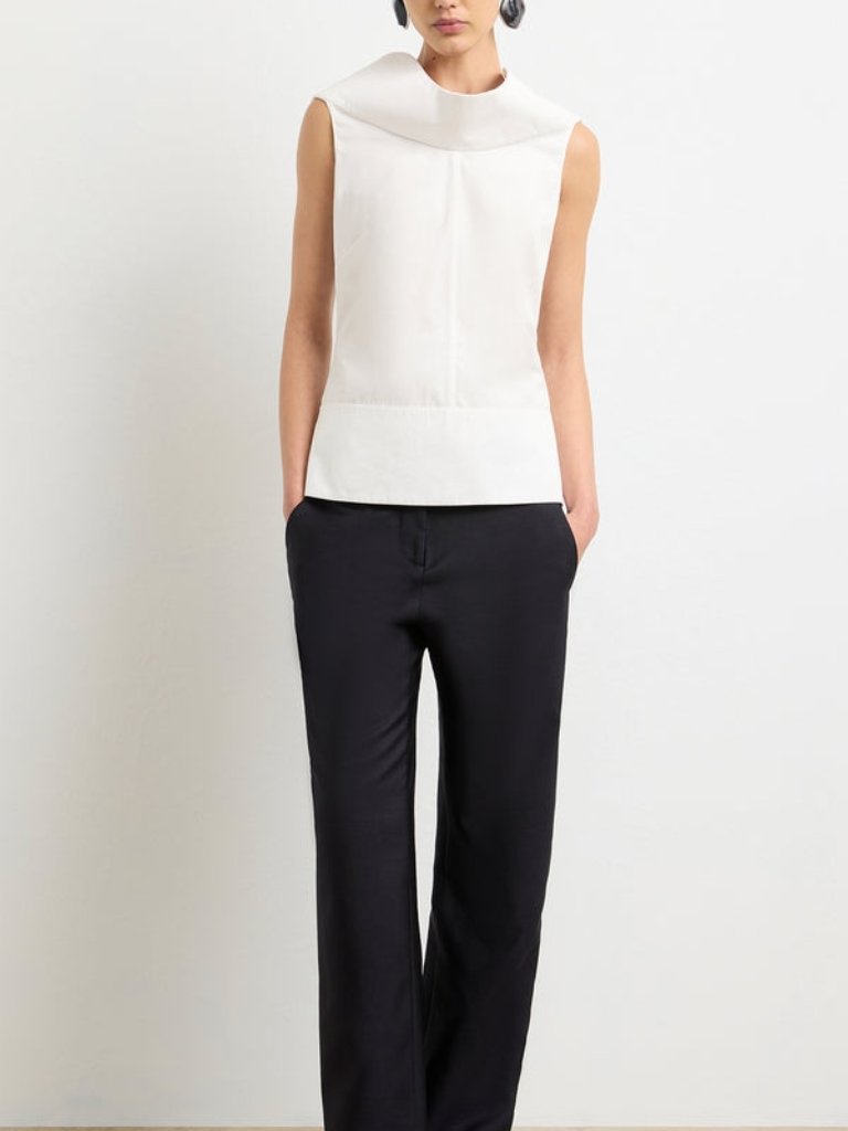 880$ Brandon Maxwell The Bowie Draped Cotton-Poplin Top Size 6 Us White